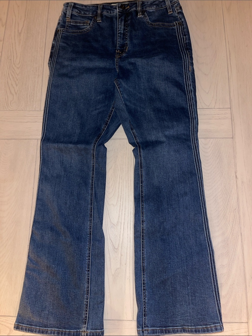 Rock & Roll Women's Dark Blue Flare Jeans with Subtle Side Seam Detail